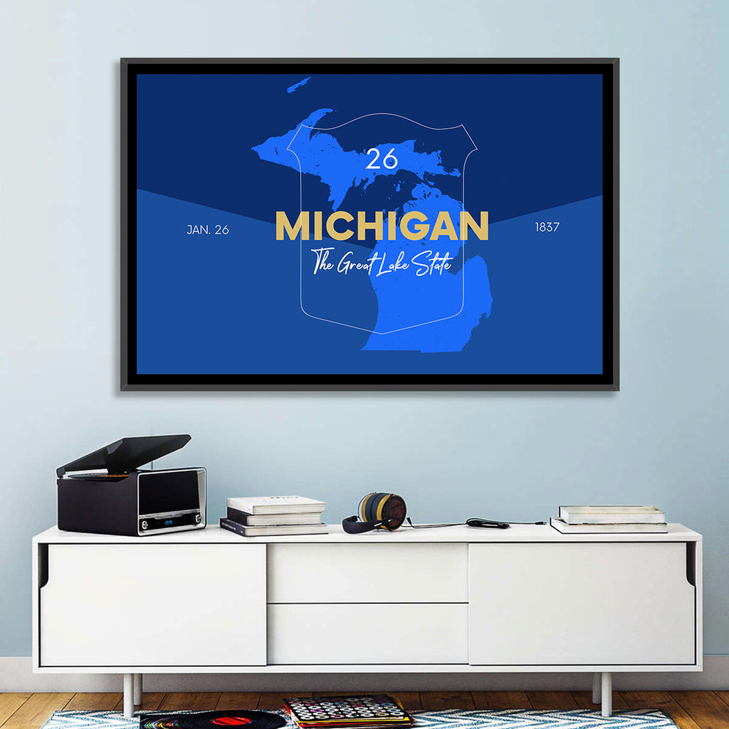 Michigan Shield Map Graphic Wall Art