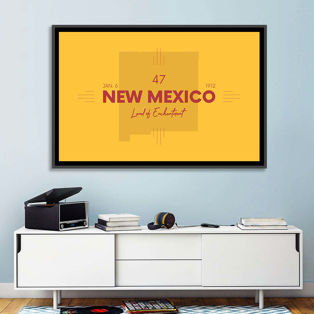 New Mexico Typographic Map 1912 Wall Art