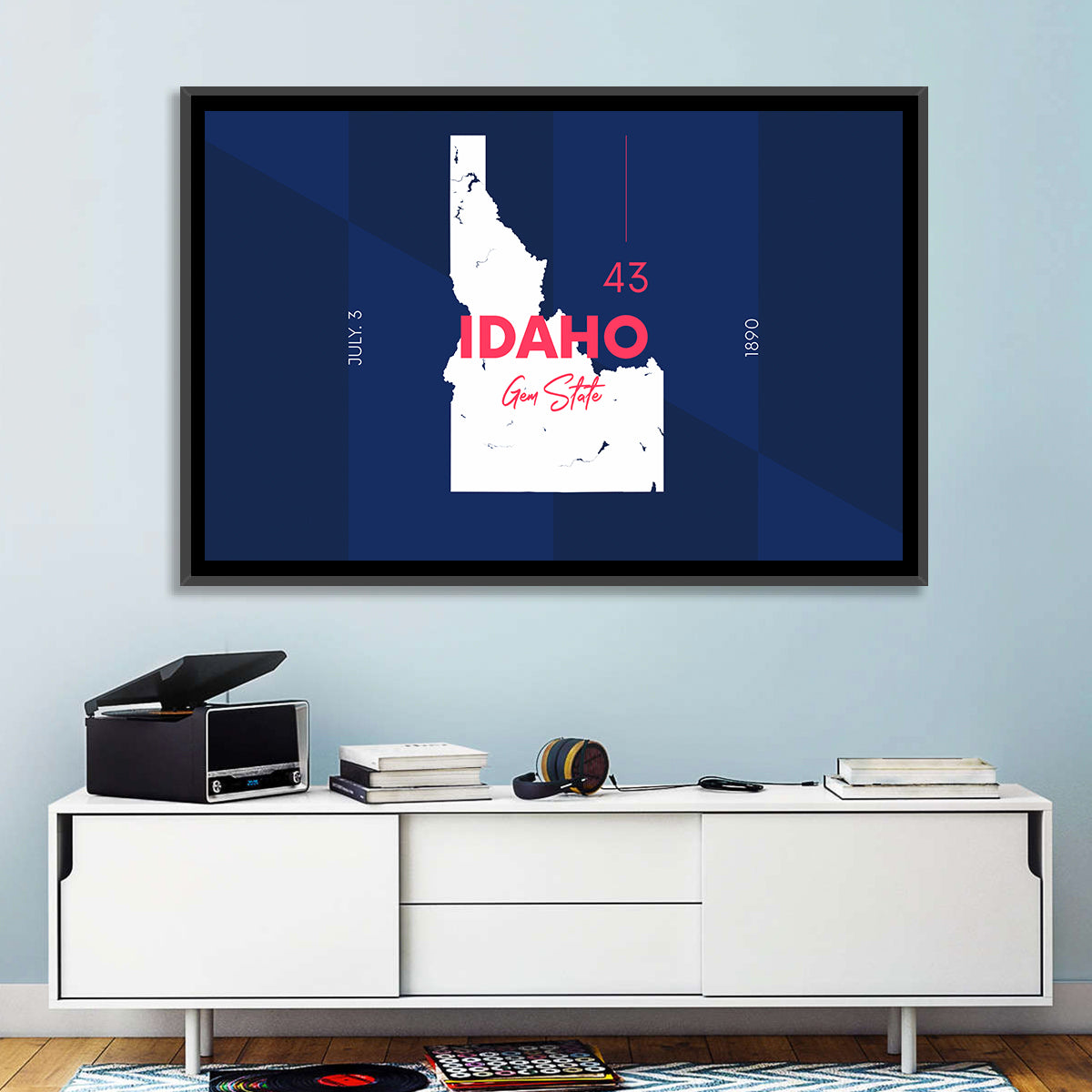 Idaho Gem State Map Wall Art