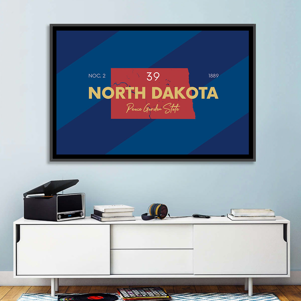 North Dakota Map Graphic Number 39 Wall Art