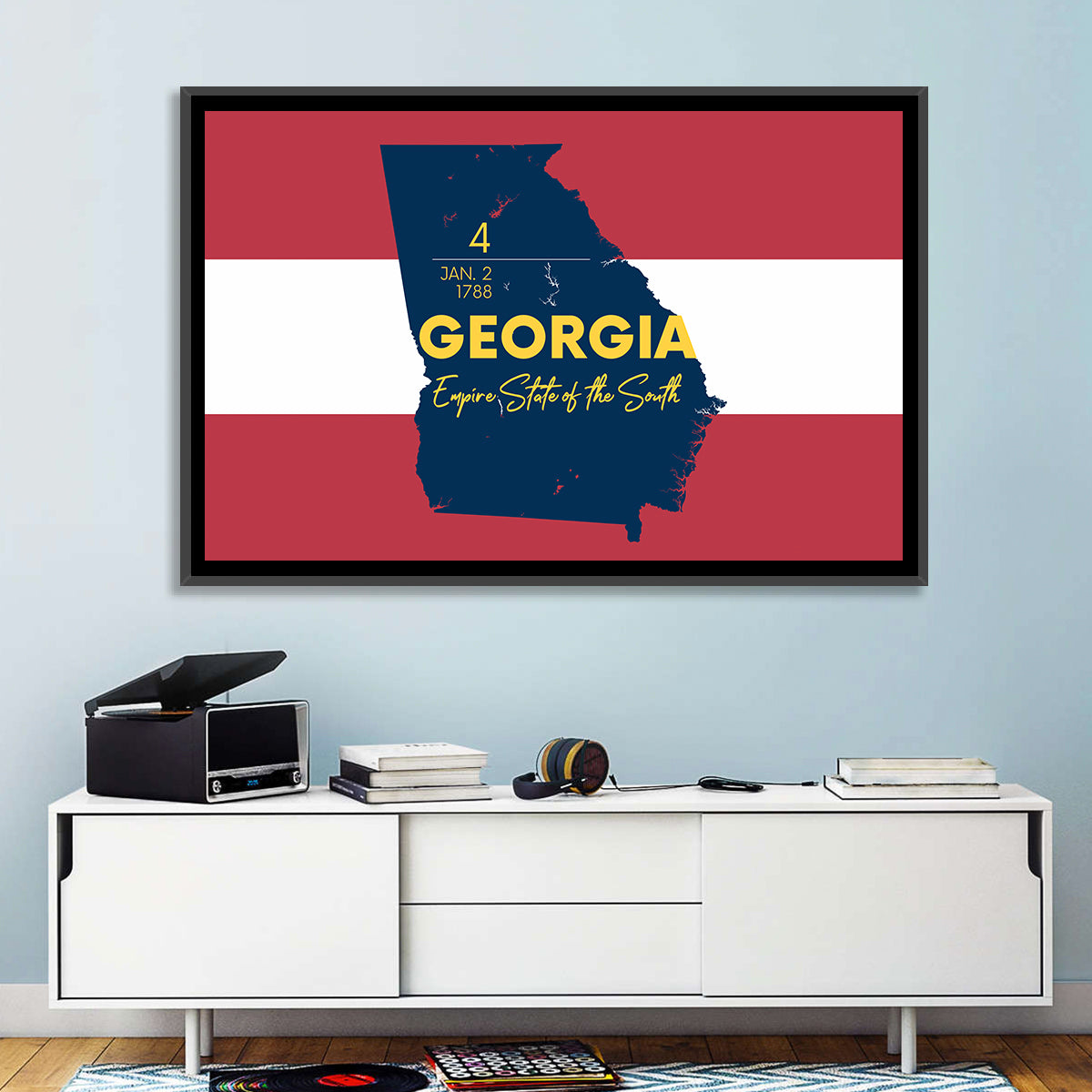 Georgia Silhouette Map Wall Art in a room, landscape