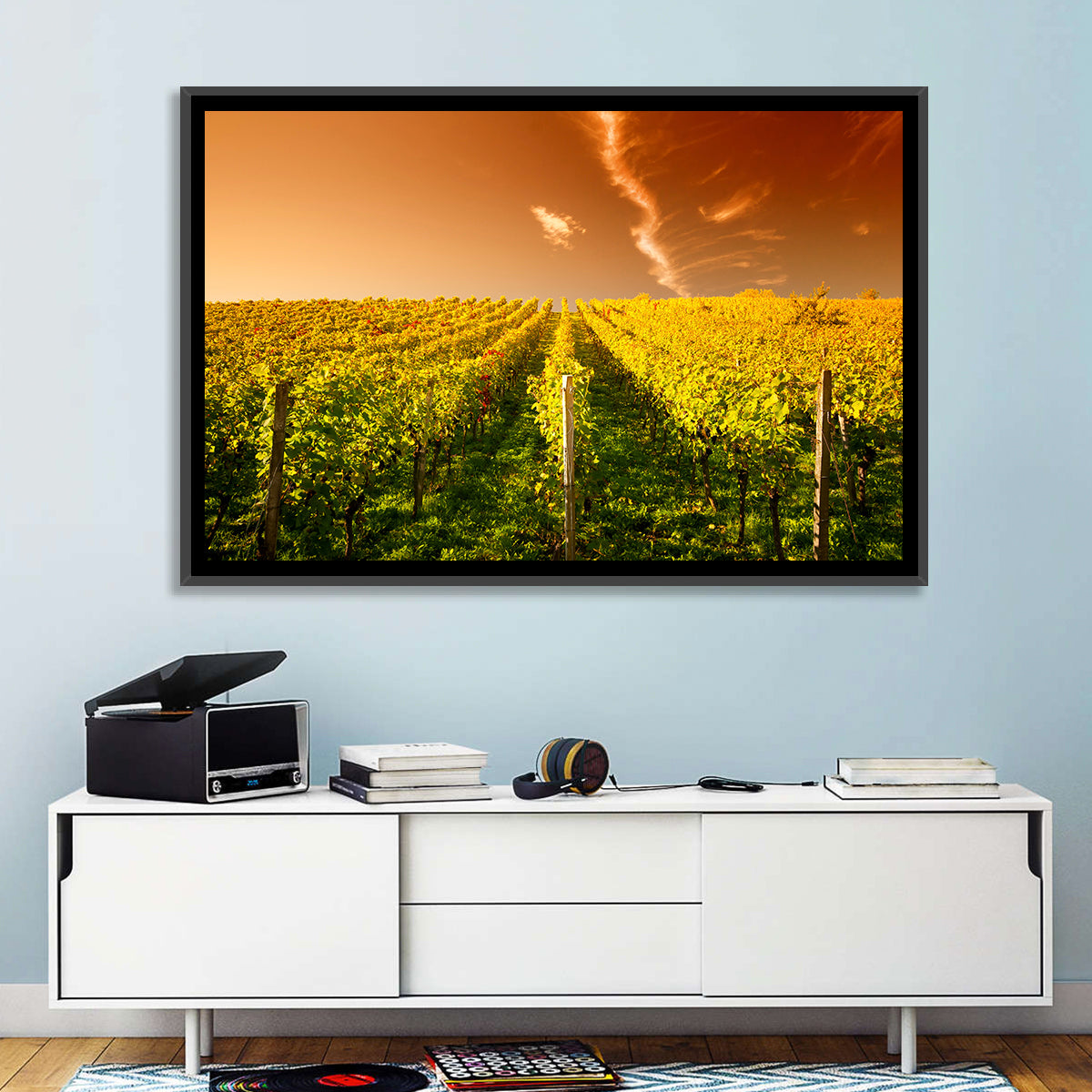 Golden Vineyard Sunset Wall Art