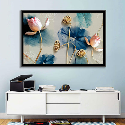 Blue Lotus Botanical Backdrop Wall Art