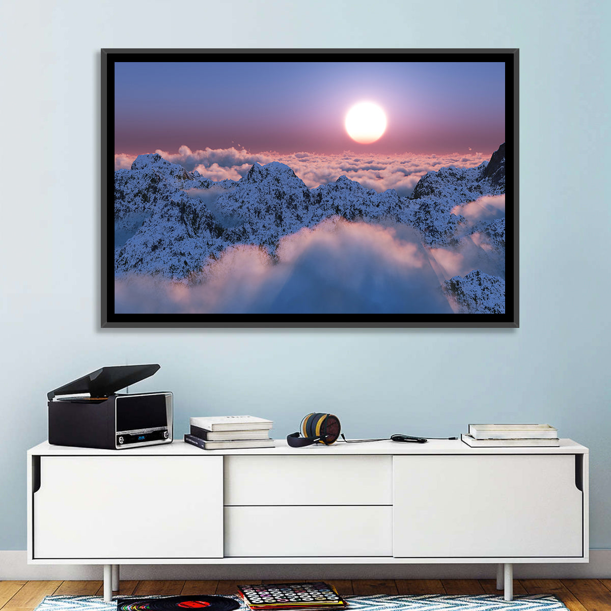 Sunset Above Snowy Mountains Wall Art