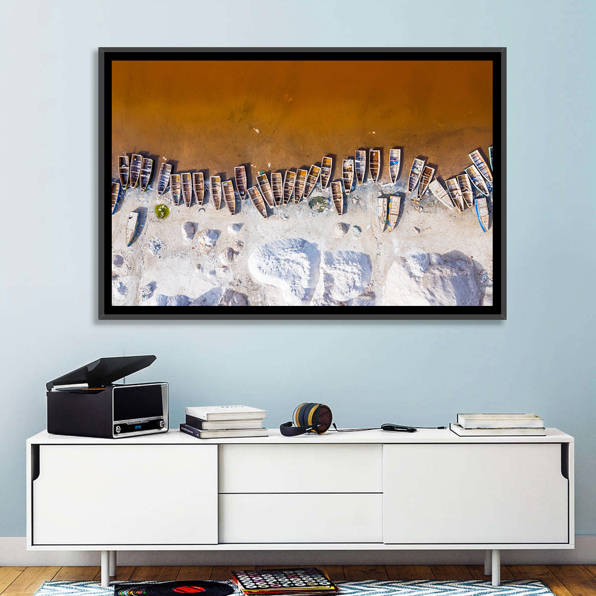 Lac Rose Boats Aerial View Wall Art