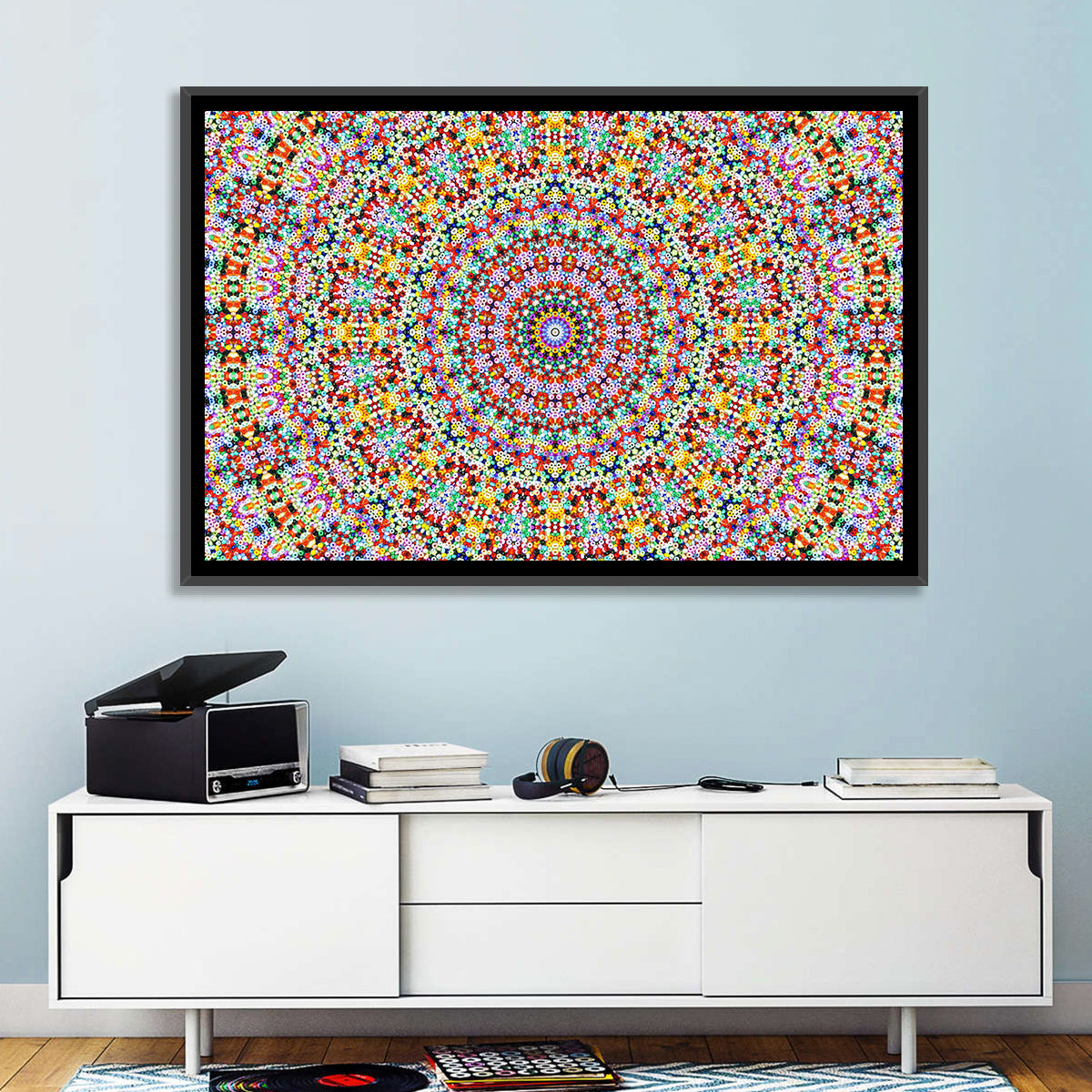 Beaded Kaleidoscope Mandala Wall Art in a room, landscape