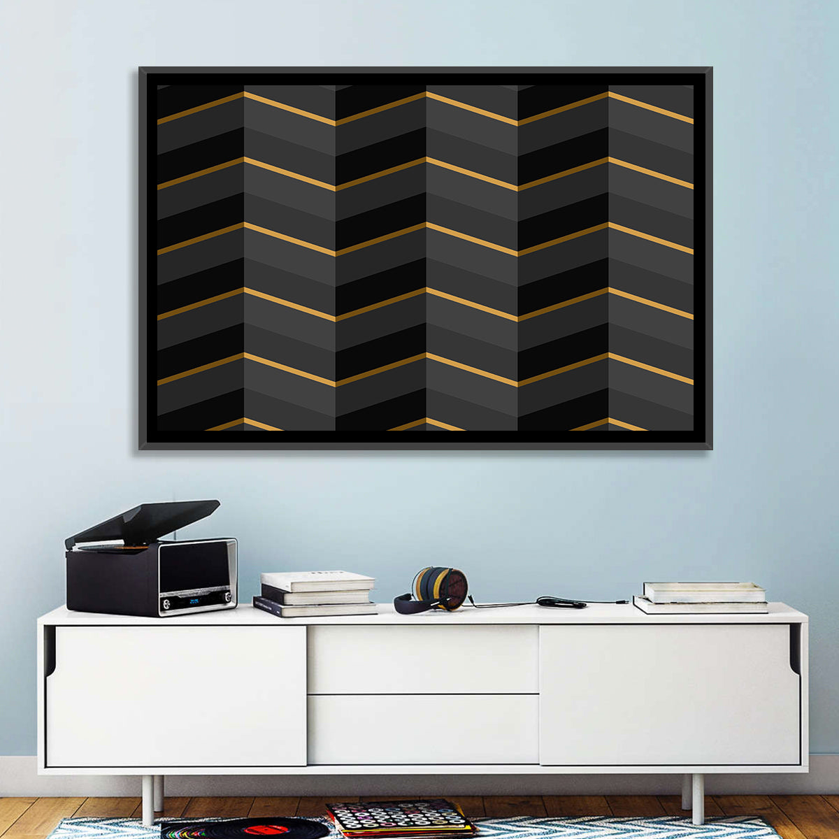 Black Stripes with Gold Accents Wall Art