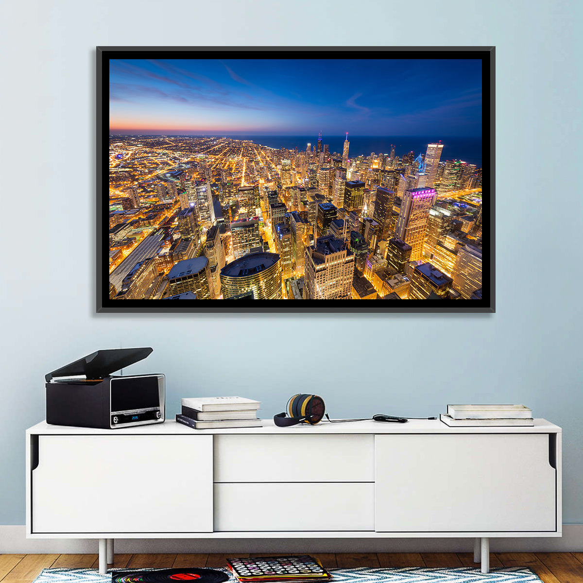 Aerial Chicago Nightscape Wall Art