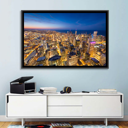 Aerial Chicago Nightscape Wall Art