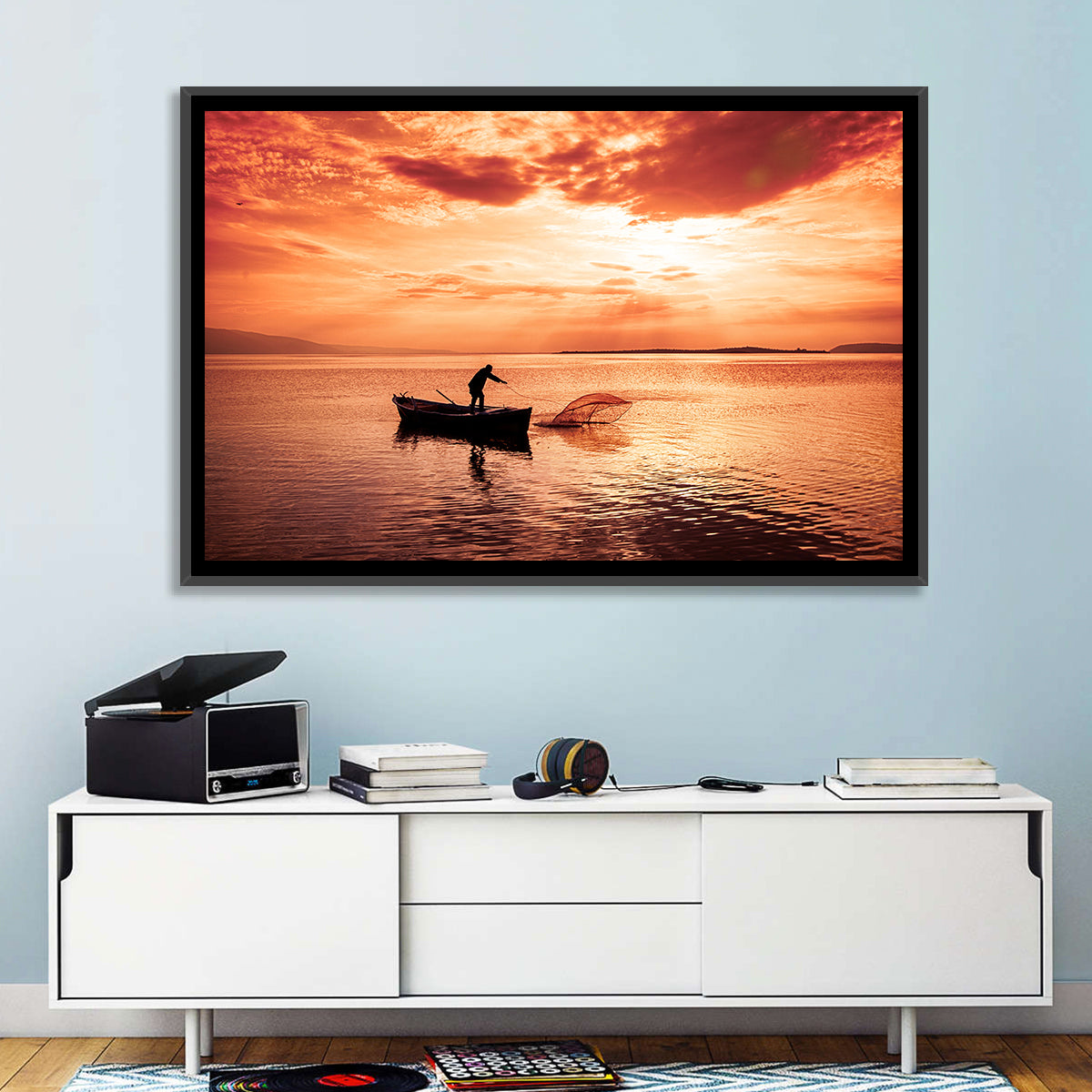 Uluabat Lake Fisherman at Dusk Wall Art
