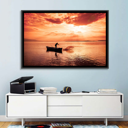 Uluabat Lake Fisherman at Dusk Wall Art