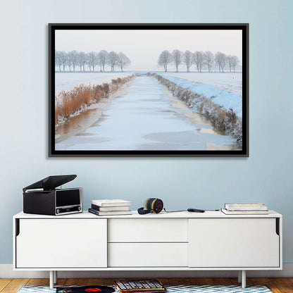 Frozen Canal with Bare Trees Wall Art