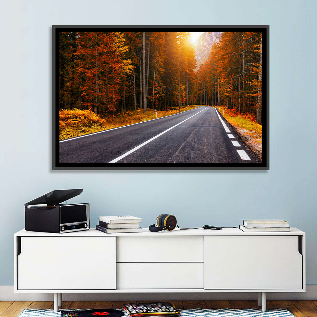 Golden Hour Forest Road Wall Art