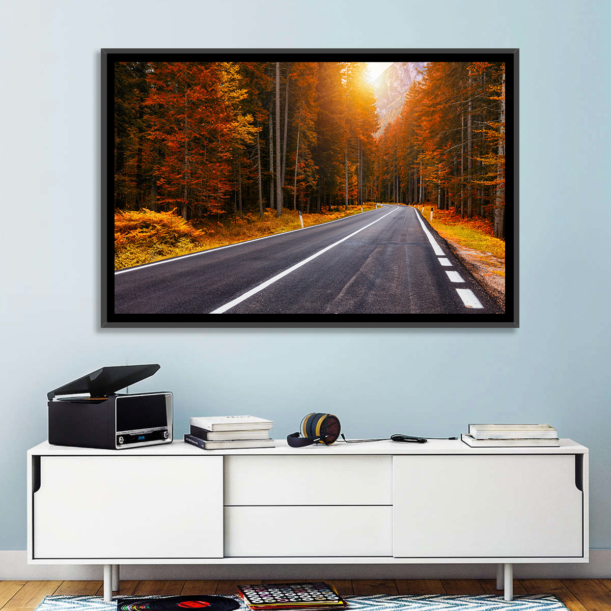 Golden Hour Forest Road Wall Art