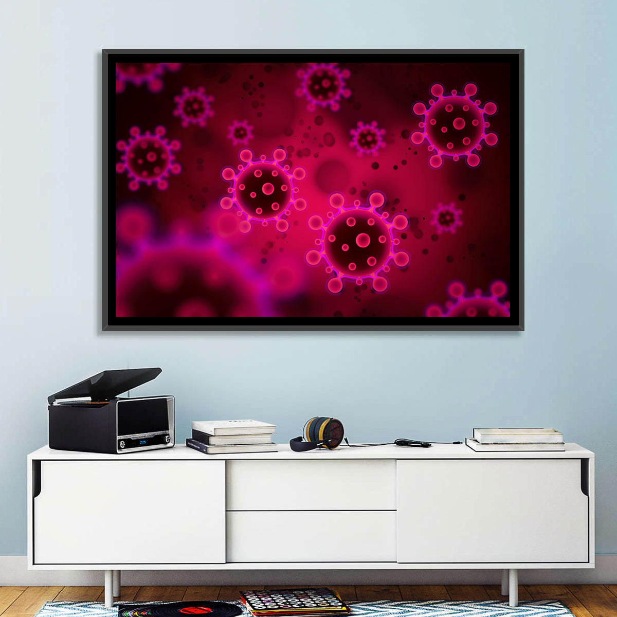 Microscopic Virus Particle Study Wall Art in a room, landscape