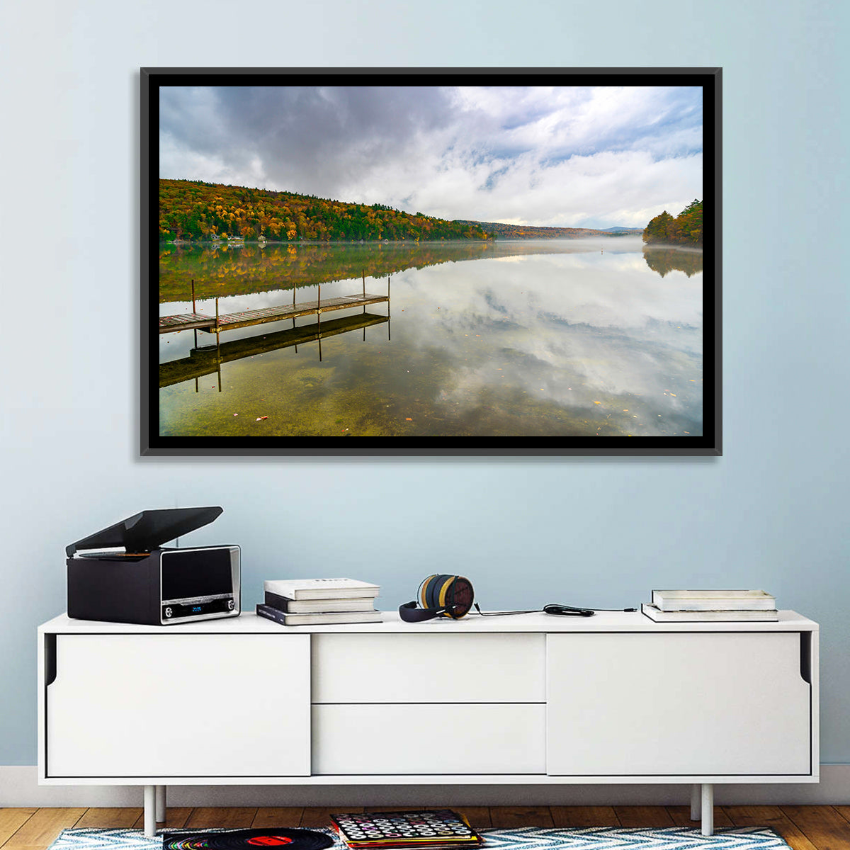 Misty Dock at Lake Squam Wall Art