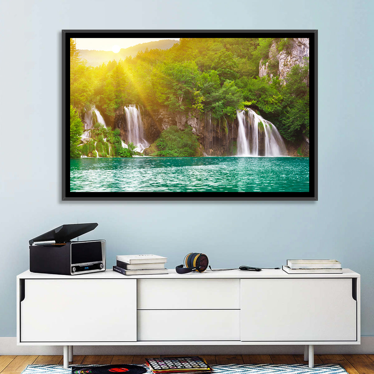 Plitvice Cascades at Sunrise Wall Art
