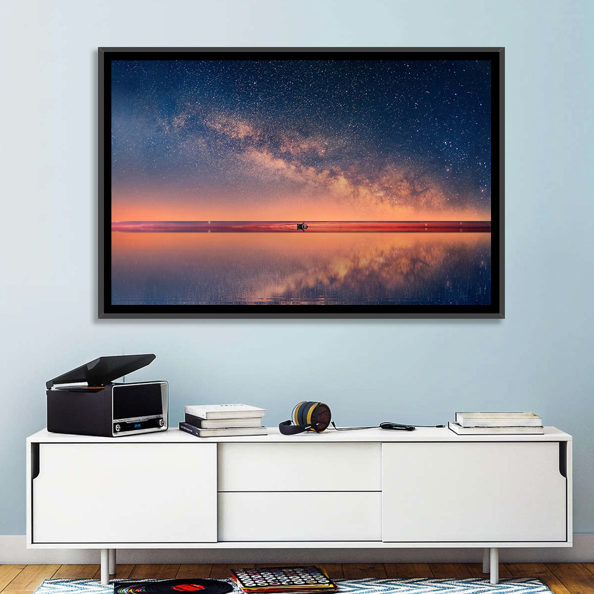 Ocean Starry Night Wall Art in a room, landscape