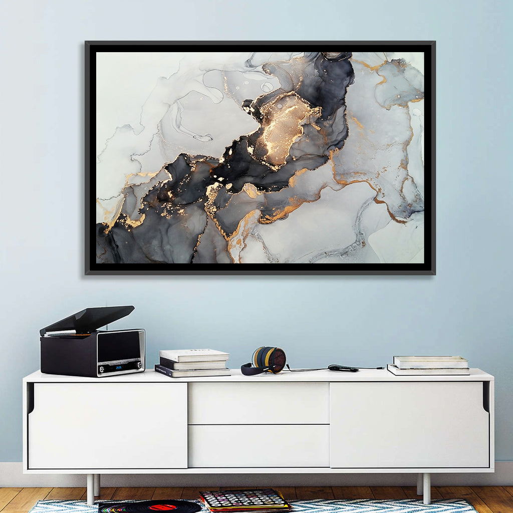 Black Fire Marble Abstract Wall Art
