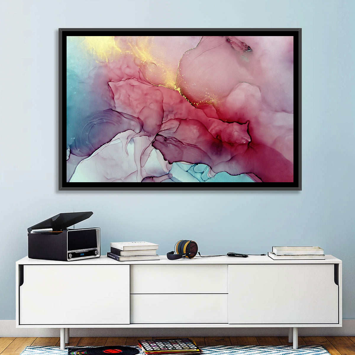Pink and Gold Fluid Abstract Wall Art