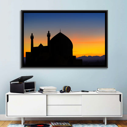 Isfahan Mosque Silhouette at Dusk Wall Art