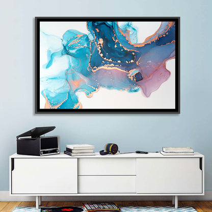 Fluid Ink with Metallic Gold Accents Wall Art
