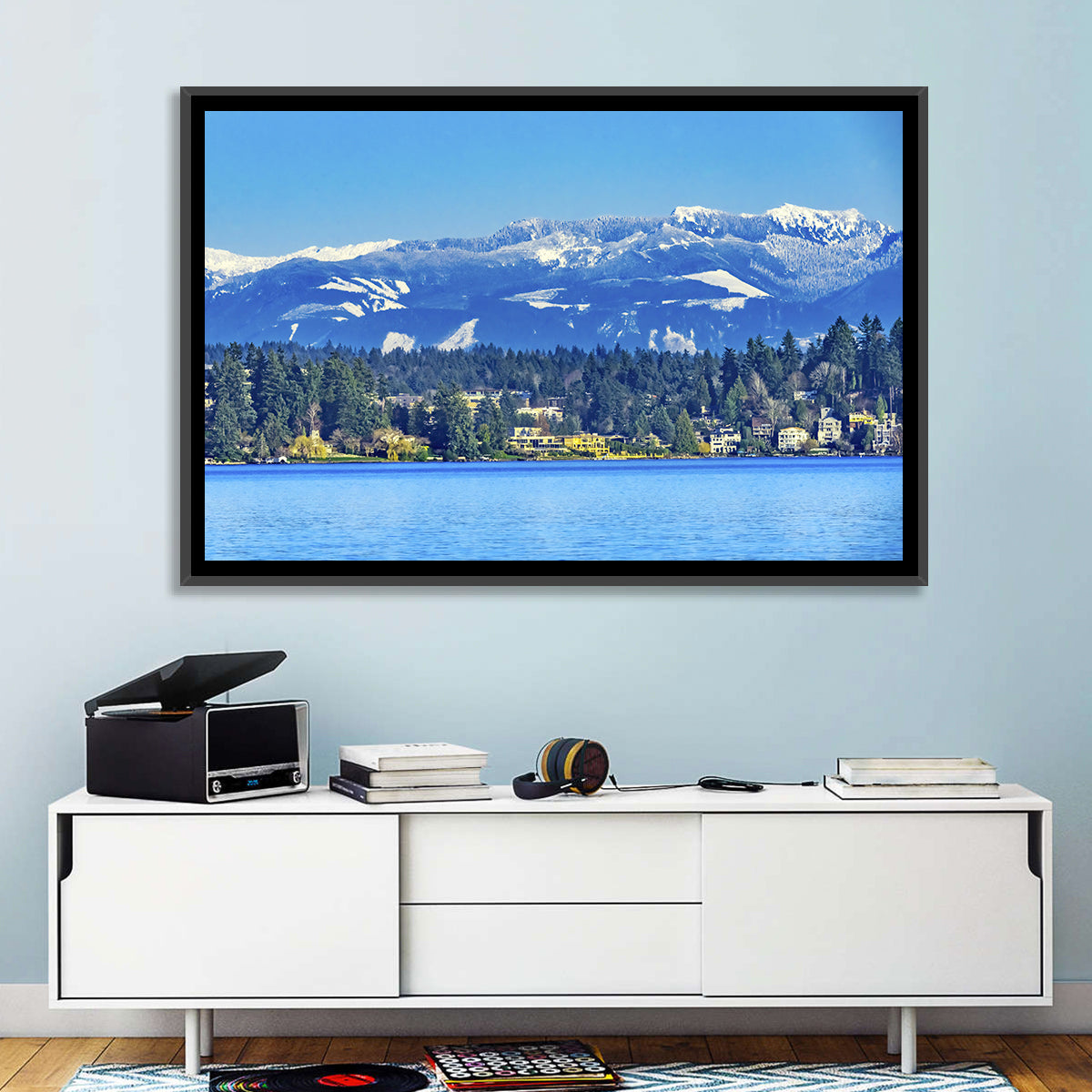 Lake Washington Snow-capped Peaks Wall Art