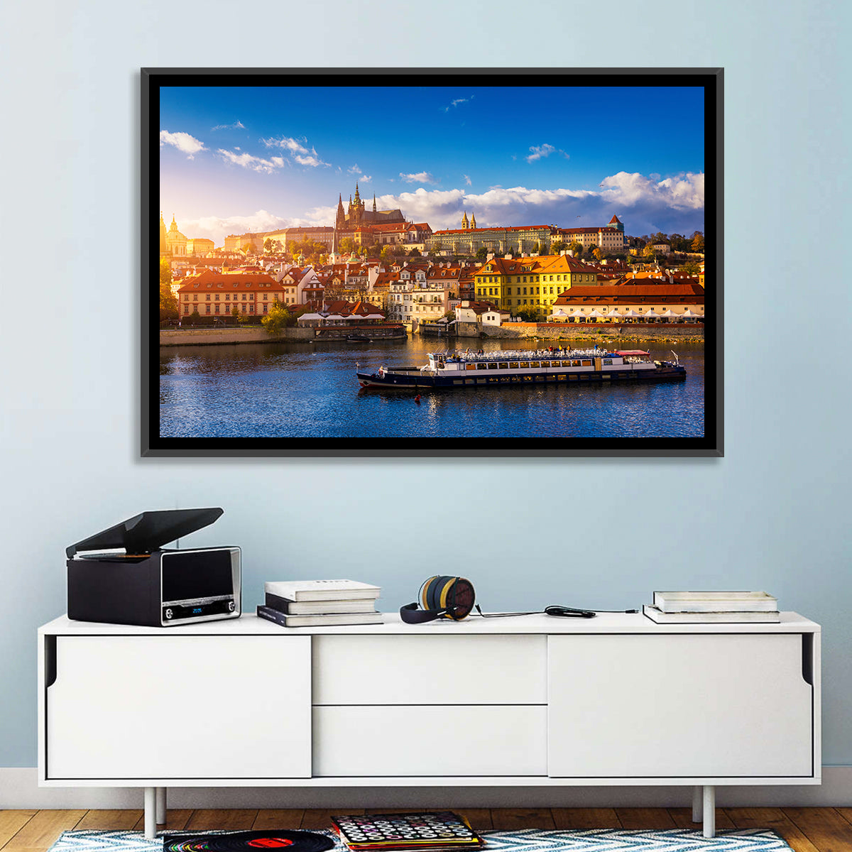 Prague Castle Golden Hour River View Wall Art