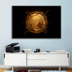 Golden Hologram Globe Wall Art