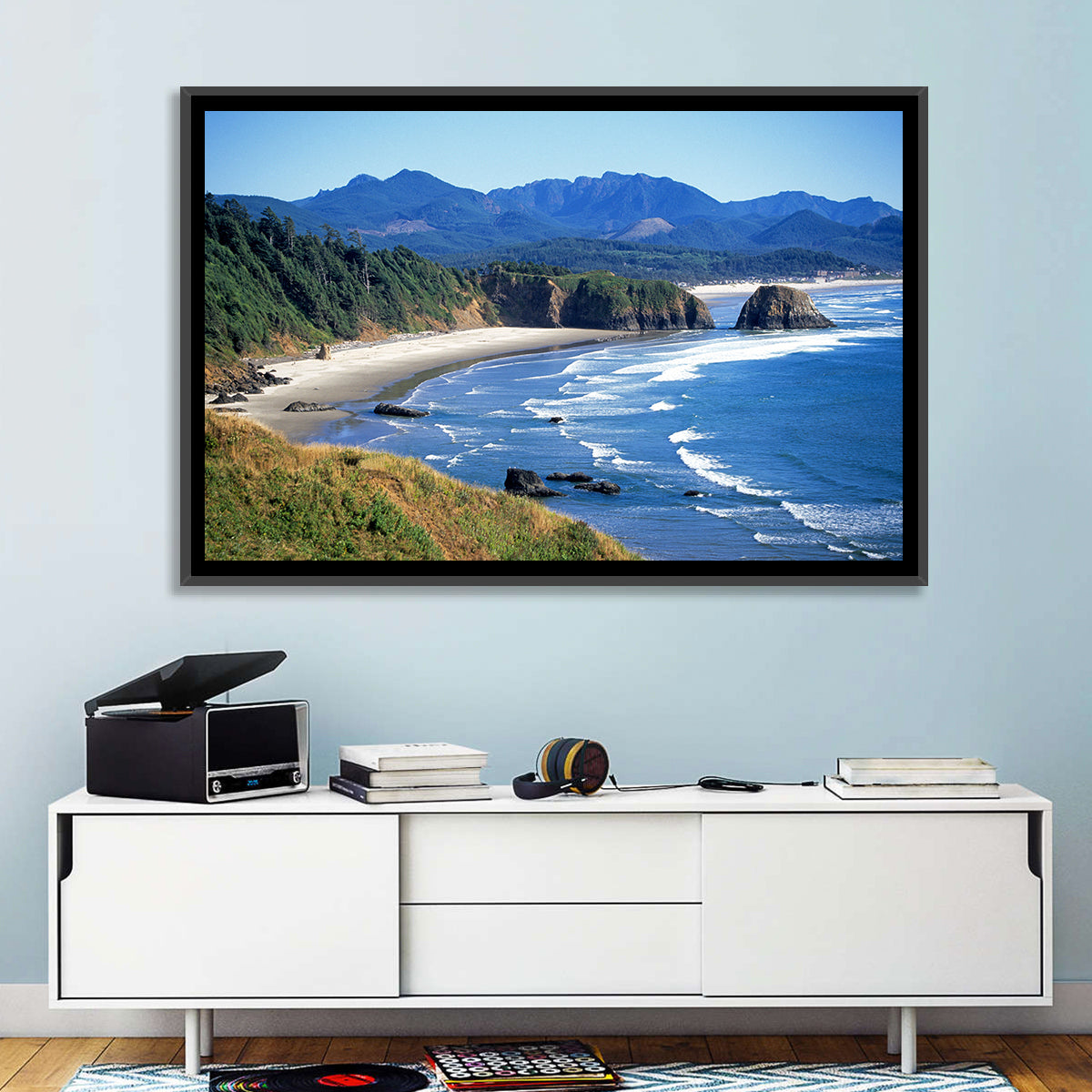 Ecola State Park Coastline Wall Art in a room, landscape