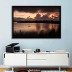 Lake Diatas Sunset with Boat Wall Art