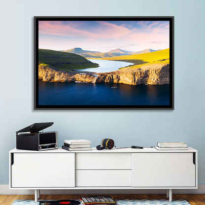 Sørvágsvatn Cliffs at Golden Hour Wall Art