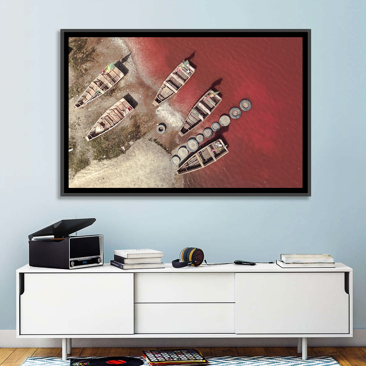 Wooden Boats on Lake Retba Wall Art