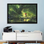 Girl with Umbrella in Mysterious Forest Wall Art