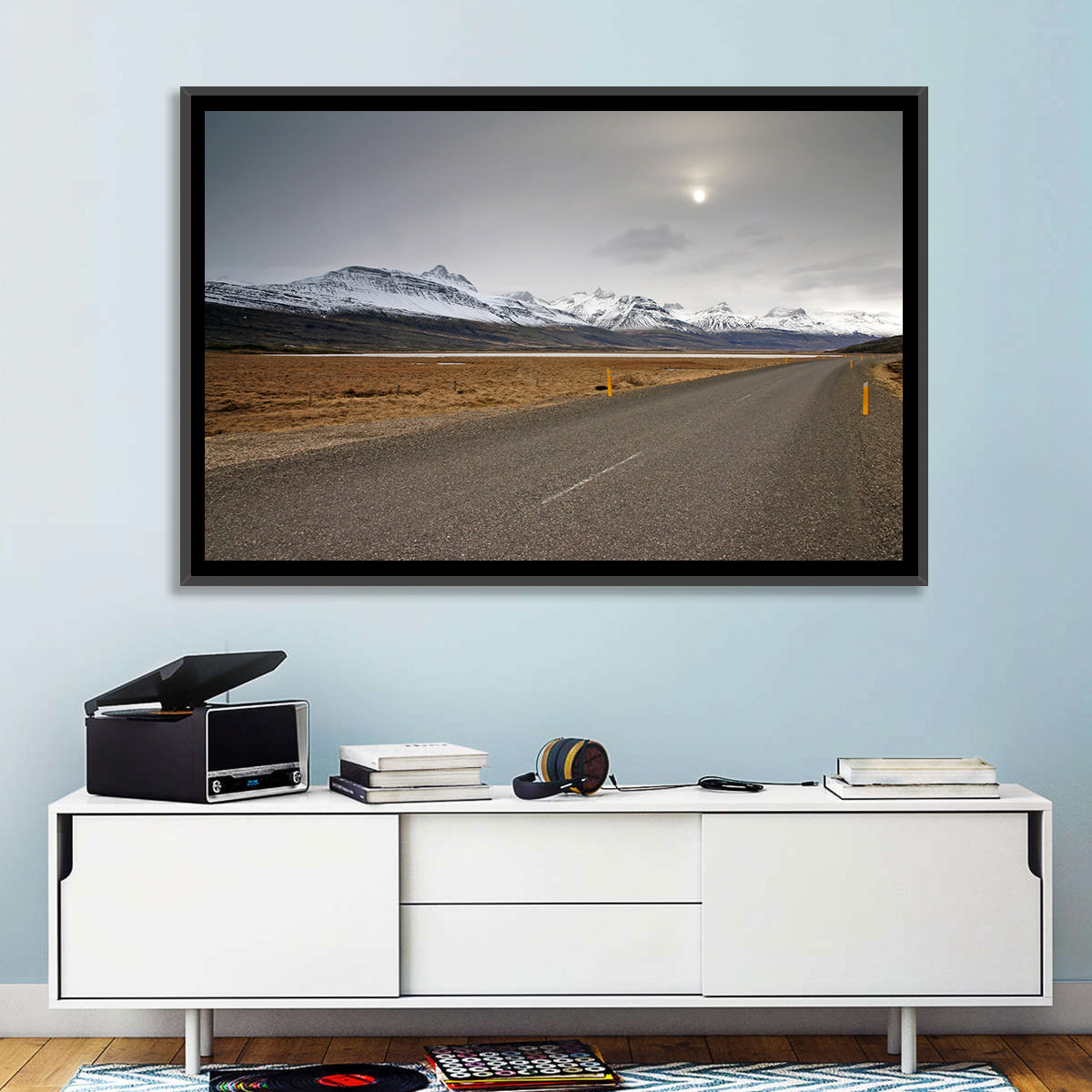 Icelandic Road to Snow-capped Mountains Wall Art