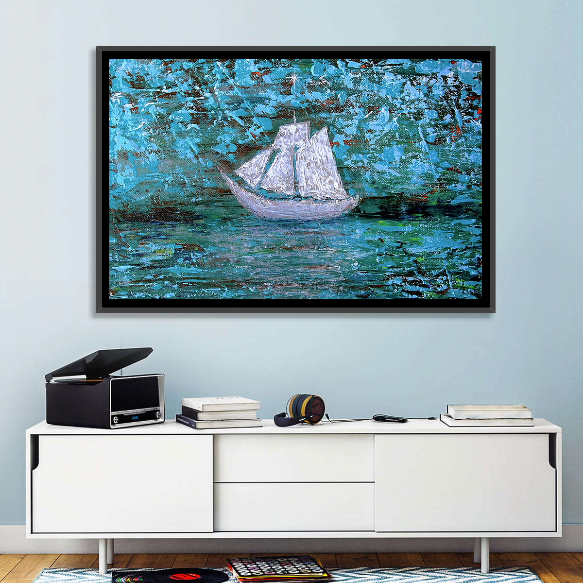 White Sailboat Reflection Wall Art