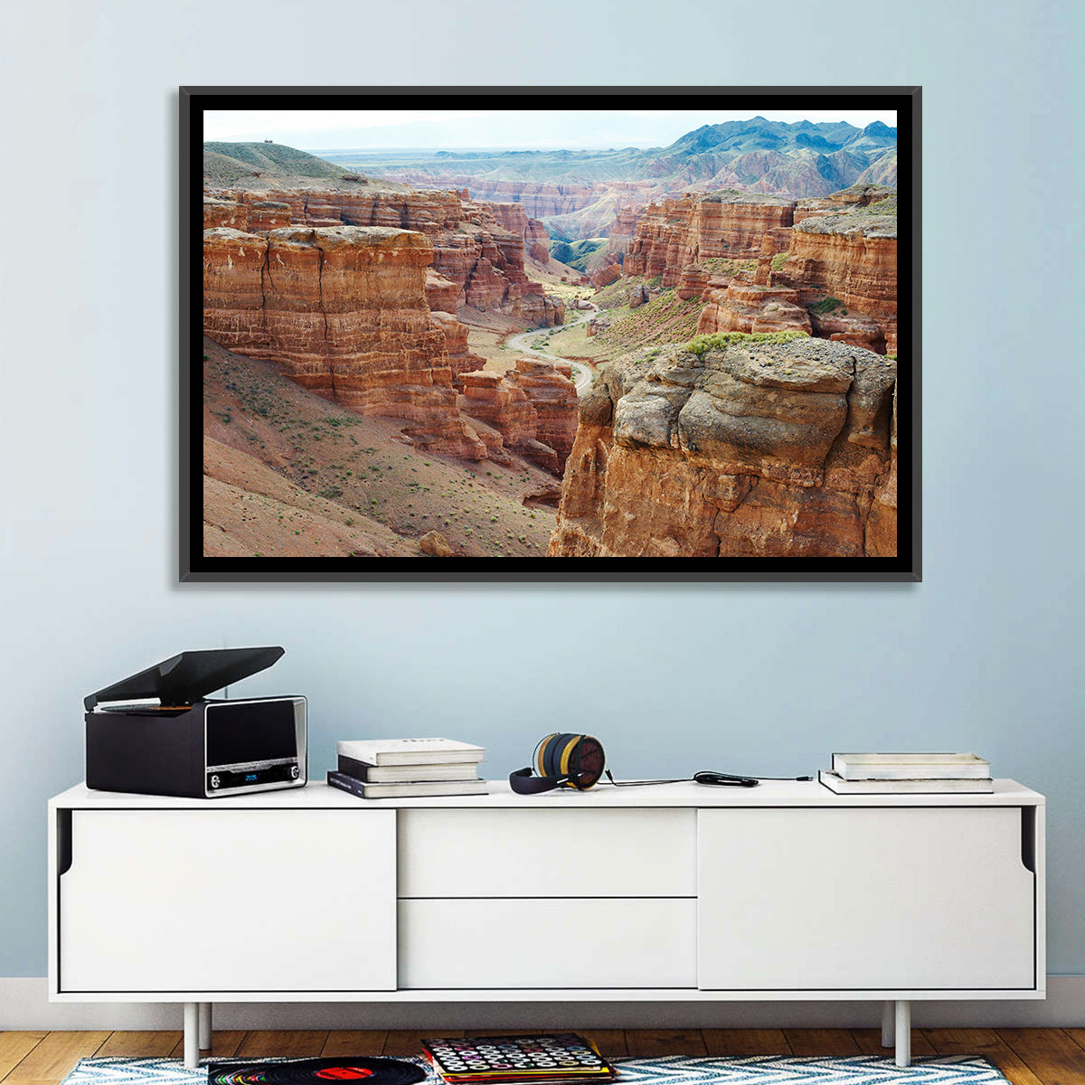 Charyn Canyon Vista Wall Art in a room, landscape