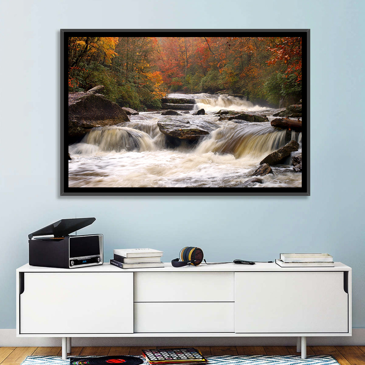 Carolina River in Autumn Wall Art in a room, landscape