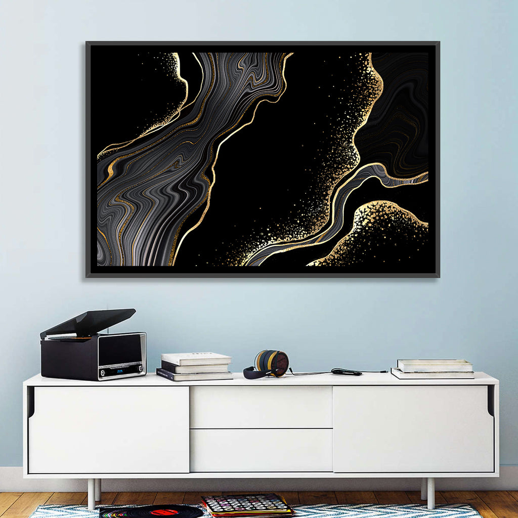 Black Marble with Gold Veins Wall Art