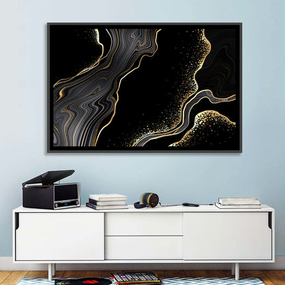 Black Marble with Gold Veins Wall Art