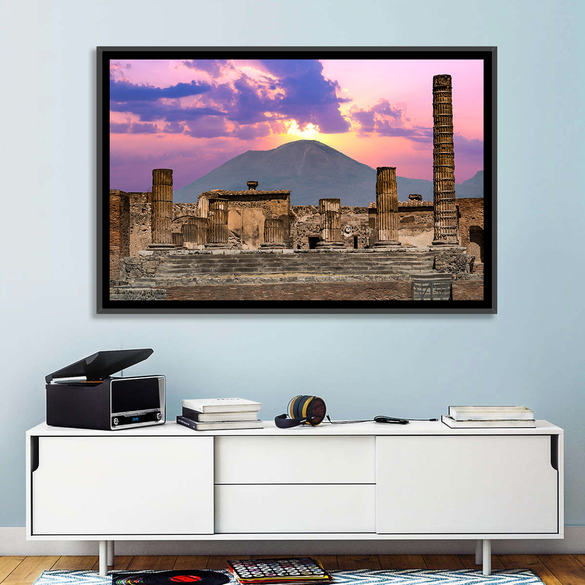 Pompeii Columns at Sunset, Mount Vesuvius Wall Art