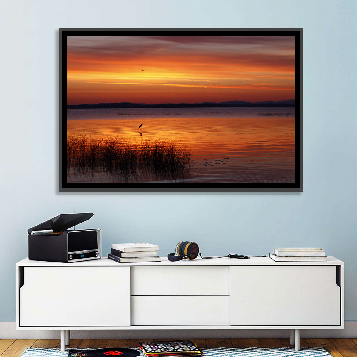 Lake Champlain Sunrise with Heron Wall Art