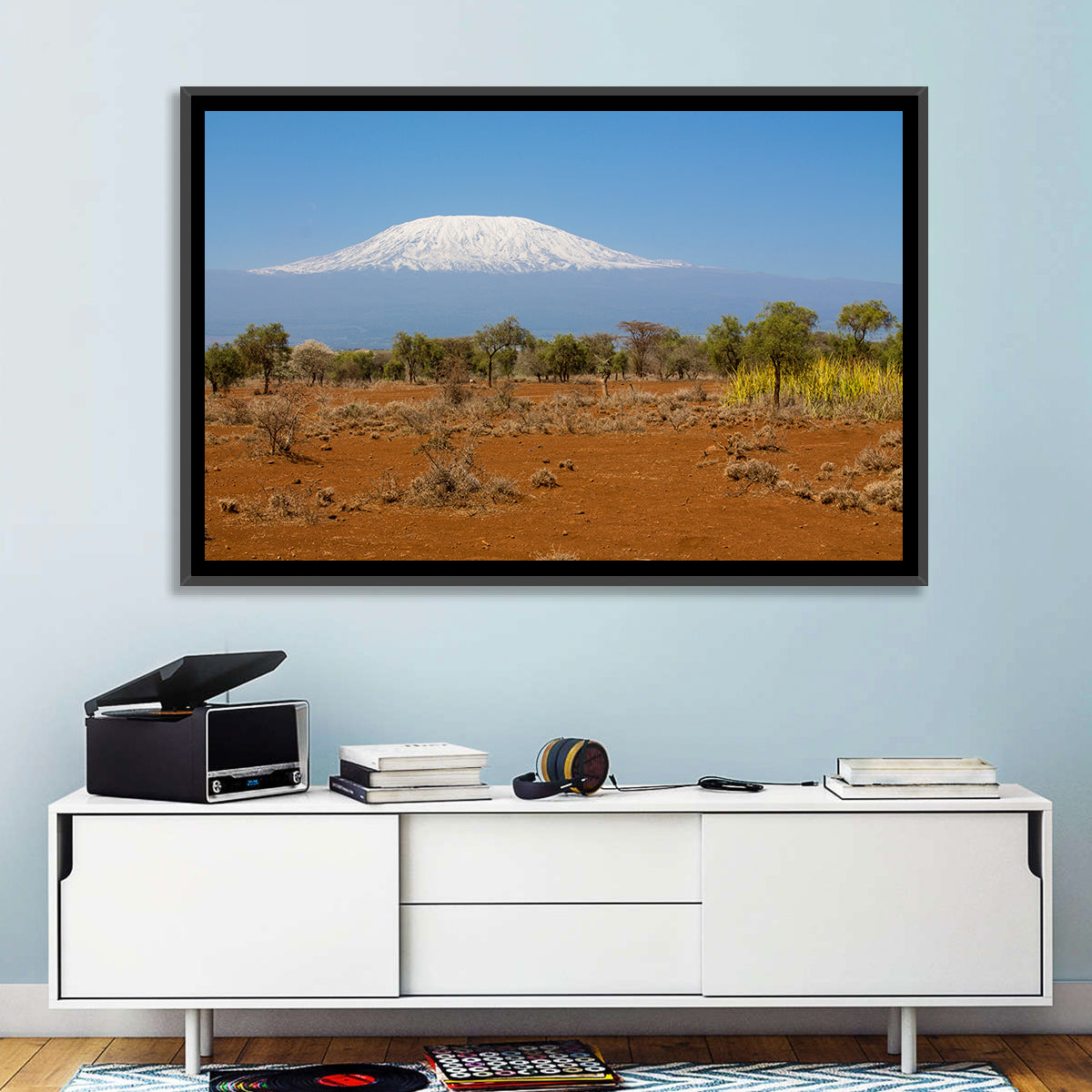 Mount Kilimanjaro Landscape Wall Art in a room, landscape