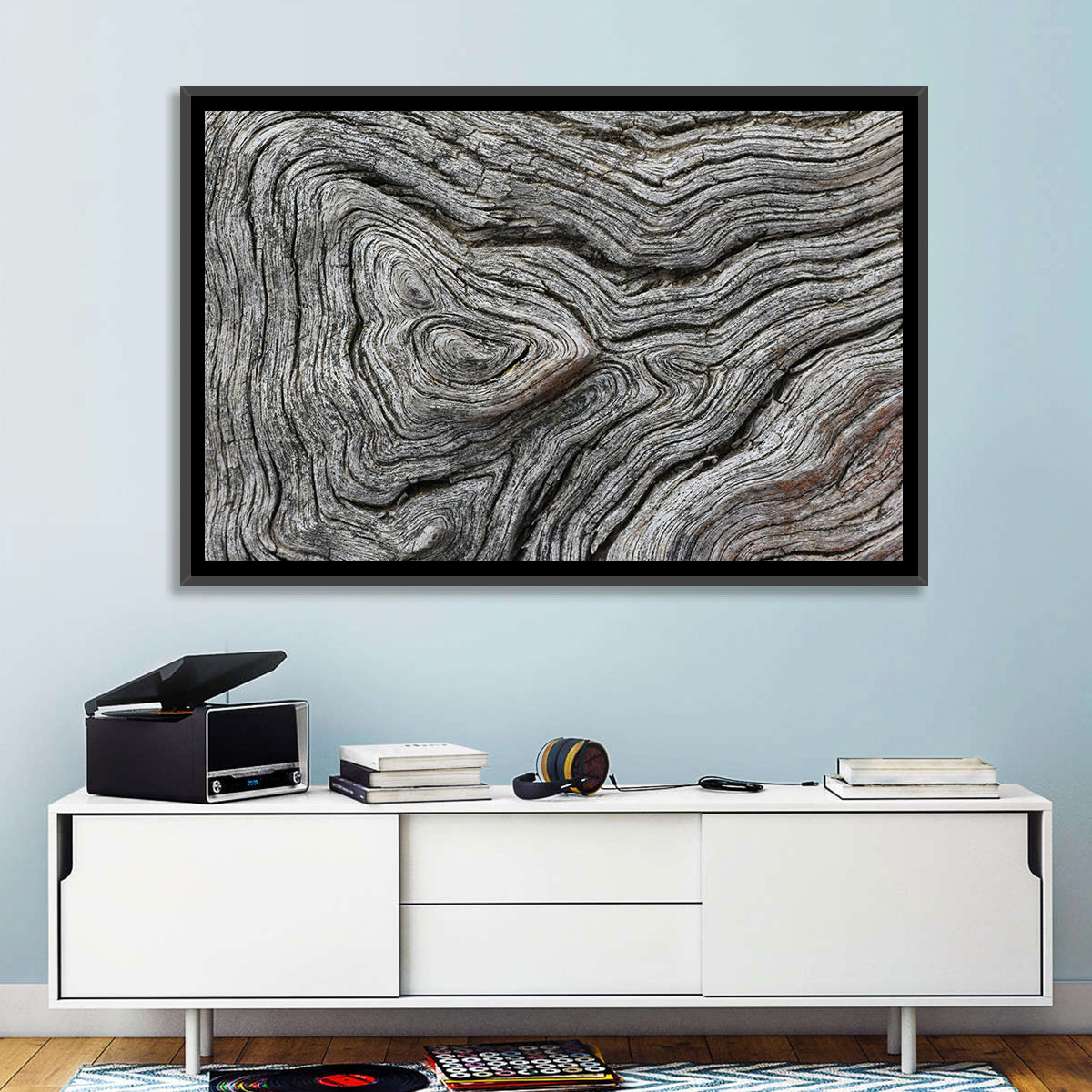 Tree Growth Rings Wall Art in a room, landscape