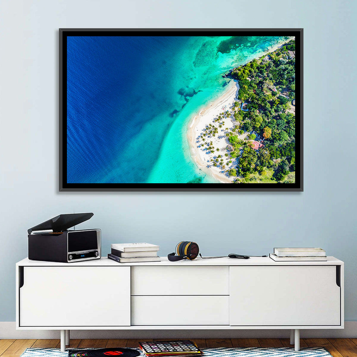 Cayo Levantado Aerial View Wall Art in a room, landscape