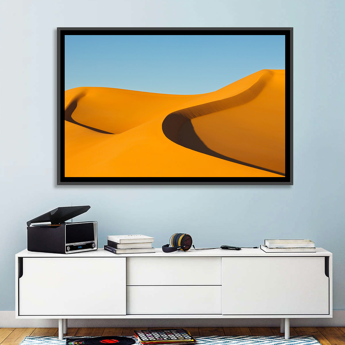 Awbari Golden Dunes Wall Art in a room, landscape