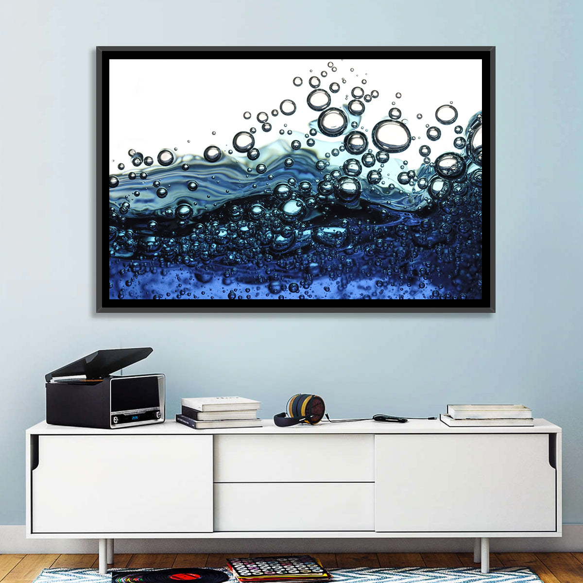 Underwater Bubbles Wall Art in a room, landscape