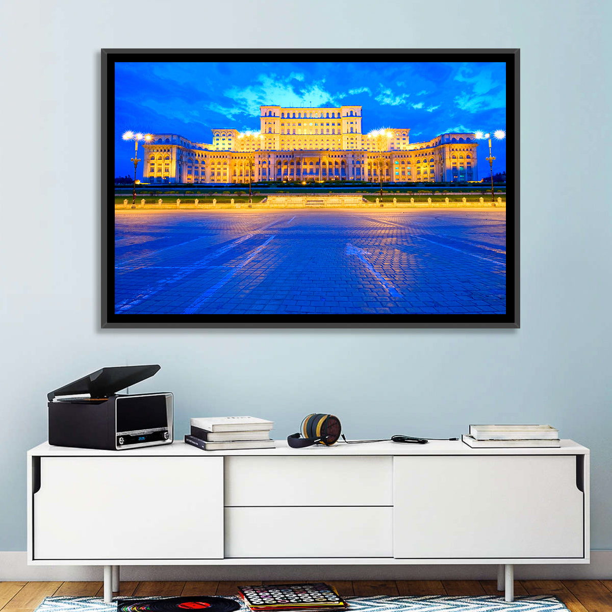 Palace of the Parliament at Twilight Wall Art