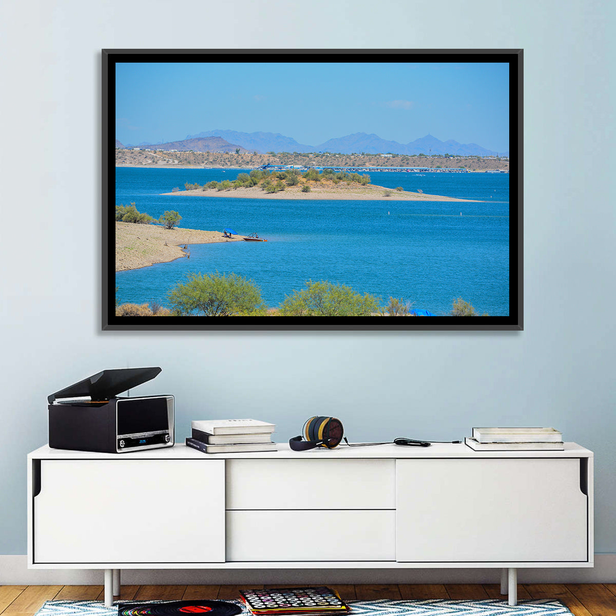 Lake Pleasant Shoreline with Boat Wall Art