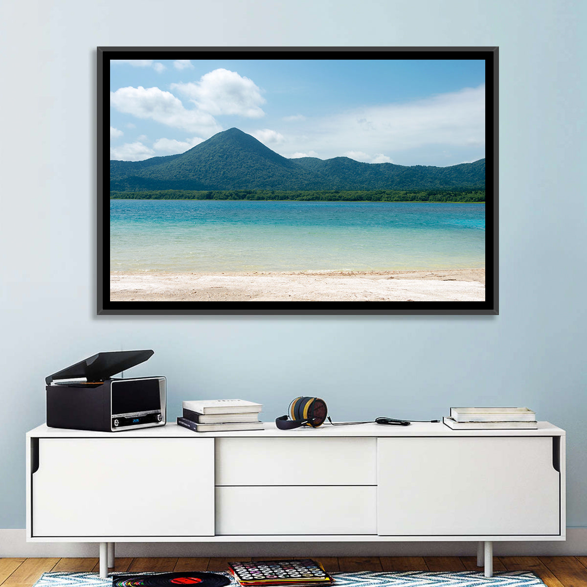 Usori Lake Shoreline Wall Art in a room, landscape